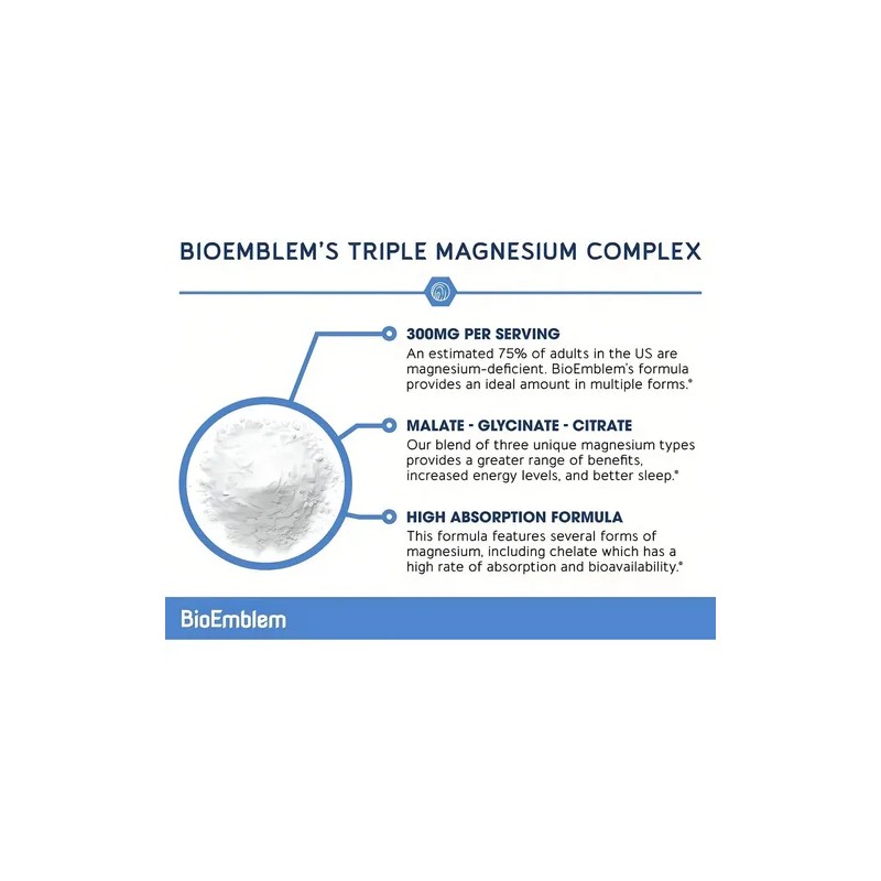 Bioemblem Magnesio Triple Cápsulas 300mg Alta Absorción Vegano Gluten