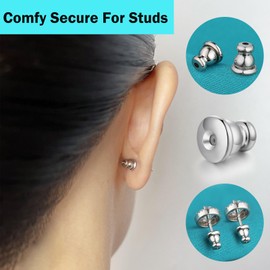 Earring Backs, Hypoallergenic 14k Gold Bullet Earring Backs Replacements for Studs/Droopy Ears, Secure Locking Backing for Sensitive Ears (White 3pairs)