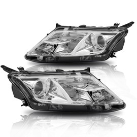 Headlights Assembly w/Bulbs Compatible with 2010 2011 2012 Ford Fusion Headlight Headlamp Driver & Passenger Side Chrome Housing