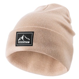 DOCVIT Knit Cuffed Beanie Warm Winter Hats Unisex Skull Knit Cap Fashion Ski Hat for Men and Women Beige