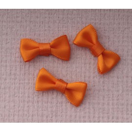 Sowaka 50 Pcs Mini Bow Ribbon Satin Soft Black Appliques Boutique Bow Ties for DIY Crafting Sewing Project Making Scrapbooking Embellishment DIY Decoration Wedding Parties Gift Décor (Orange)