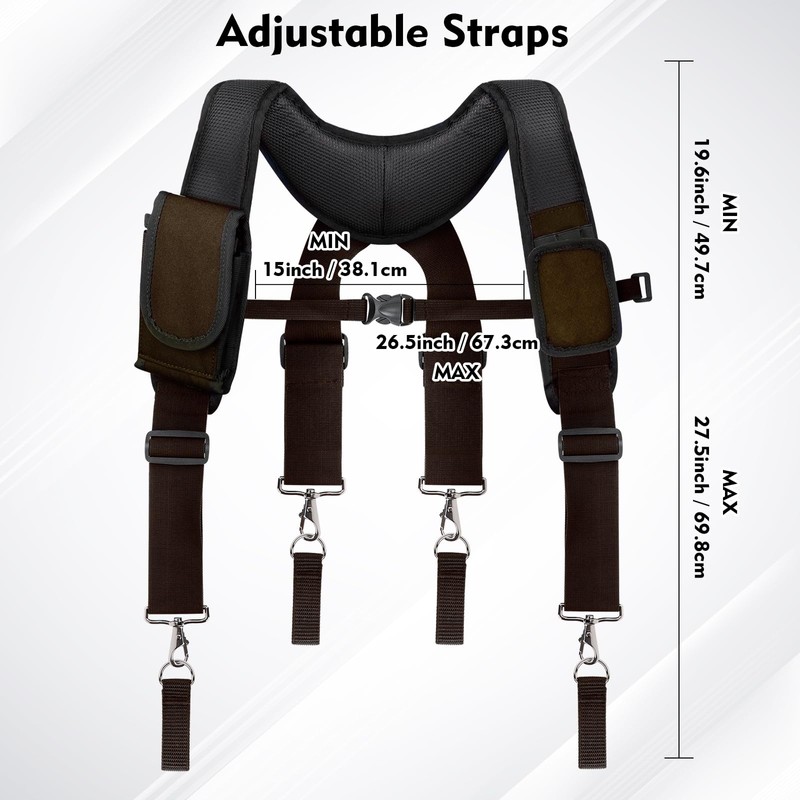 UMYLOV Tool Belt Suspenders for Men, Adjustable Padded Carpenter Tool