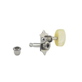 Myles Music Shop 2R/2L Violin Bass Tuning Pegs Machine Heads with White Buttons Handles, VBTP-100
