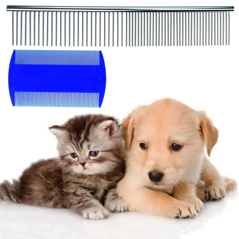 Pet Grooming Brush Metal Flea Comb for Removing Tangles Knots