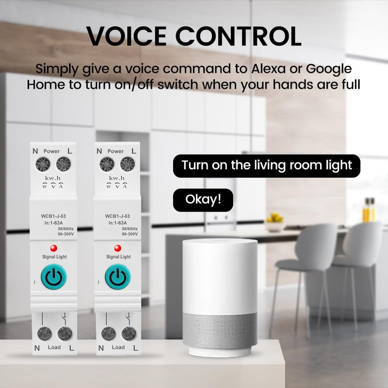Diymore 63A WiFi Circuit Breaker AC220V Remote Mobile Phone Control