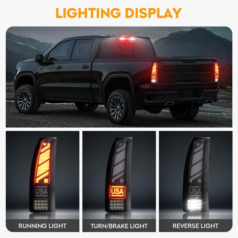 LED Tail Lights Assembly + 3rd third Brake Light Fit