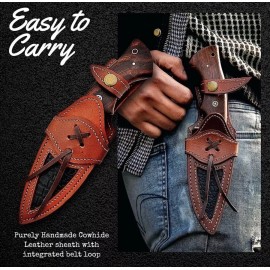 Knife Holster EDC HANDMADE LEATHER HAND CRAFTED BELT SHEATH HOLSTER FIXED BLADE KNIFE
