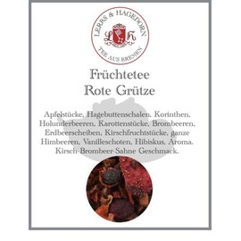 Lerbs & Hagedorn, Fruit Tea Red Groats Cherry Blackberry Cream Flavour 250 g (approx. 18 Litres) Apple Pieces, Rosehip Skins, Corinths