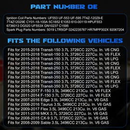 YOMALL 6PCS UF553 Ignition Coils & 6PCS Iridium Spark Plugs Ignition Coils Pack Fits for 2011-2017 F-150, 2015-2018 Transit-250 Transit-350, 2007-2016 MKX, 2007-2015 CX-9 3.5L 3.7L, Aftermarket Parts