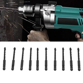 Juego de 10 brocas de Mampostería, Brocas de Carburo para Metal, Brocas de Hormigón de 6 mm, para Azulejos, Ladrillo, Cemento, Hormigón, Vidrio, para Trabajos en Hormigón o Pared de Ladrillo