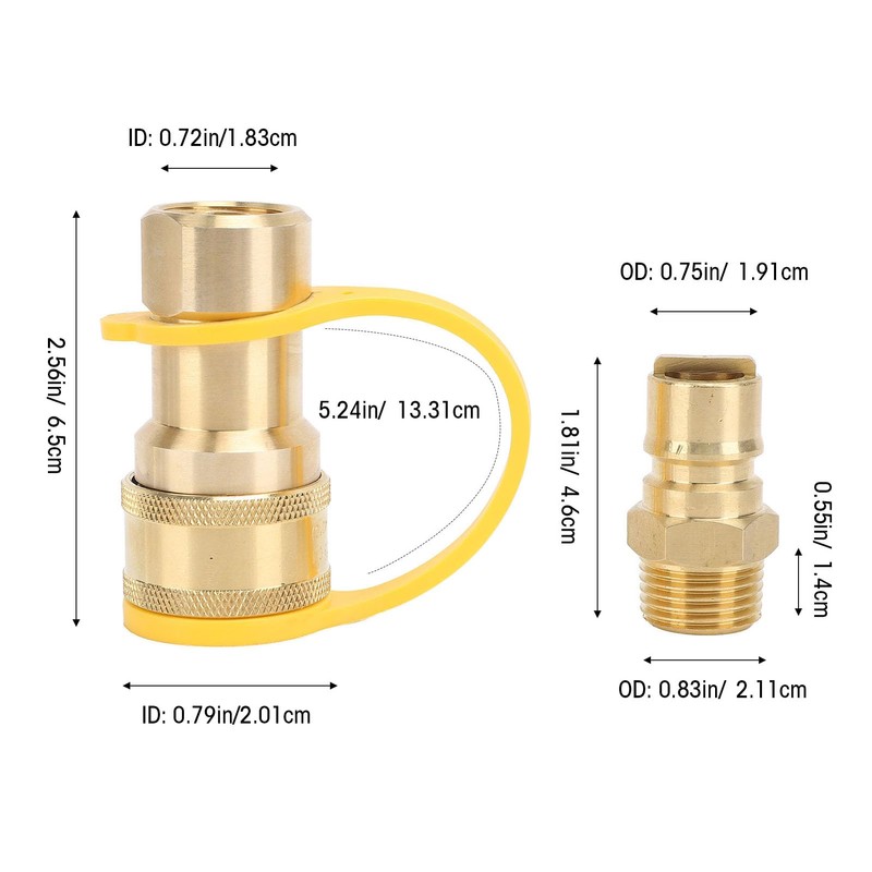KIMISS Gas Quick Connect Adapter Kit 3 Piece Set Brass