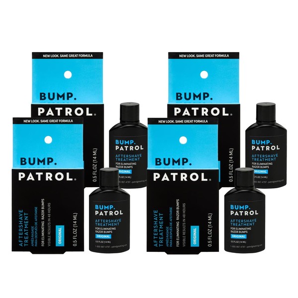 Bump Patrol Original Formula After Shave Bump Treatment Serum - Razor Bumps, Ingrown Hair Solution for Men and Women - 0.5 Ounce 4 Pack