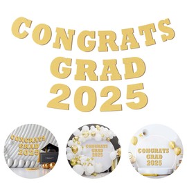 RVEAFA Graduation Party Decorations Class of 2025 Wooden Sign with Gold Painted Cutout Wooden Congrats Grad 2025 Letters 2025 Graduation Banner Sign for Backdrop Wall Photo Prop 02