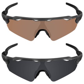 Galvanic Replacement Lenses for Oakley Radar EV Path OO9208 Sunglasses - Multiple Choices, Amber + Black Polarized - Combo Pack, 0