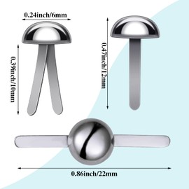 Hotop 500 Pcs Paper Brass Fasteners Brass Brads Round Fasteners for Craft Art Crafting School DIY Supplies(0.24 x 0.47 Inch,Silver)