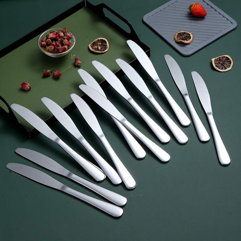 Berglander Dinner Knives Set Of 12, Stainless Steel Shiny Mirror