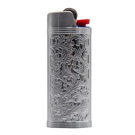 Lucklybestseller Lucklybestseller Metal Lighter Case Cover Holder Vintage Floral Stamped for BIC Full Size Lighter J6