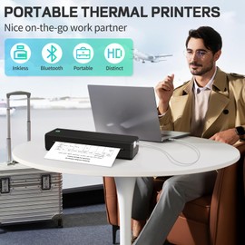 CZNZN Inkless Portable Printer for Travel Home - Wireless Thermal Printers Bluetooth Compatible with Phone & Laptop & Pad, Bluetooth Small Printer Supports 8.5" X 11" Letter, A4 A5 Thermal Paper
