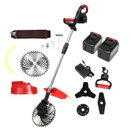 JAYGOVAN Grass Strimmer 1800W Electric Weed Lawn Eater Cordless Grass String Trimmer Cutter W/ 2 Battery Garden Cutter for Family Lawn Mowing, Gardening, Orchard Pruning, Cutting Rice&Wheat