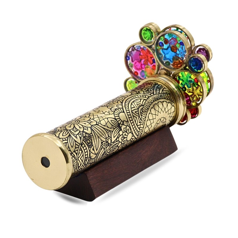 YVCrafts Brass Kaleidoscope Floral Garden Includes Two Saprate Truning Wheels-A