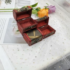 Fayemint 4 Pieces Mini Wooden Treasure Chest, Vintage Treasure Chest, Small Wooden Treasure Chest, Small Vintage Wooden Jewellery Box for Personal and Gifts