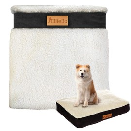 Ellie-Bo XXL Memory Foam Dog Bed Cover for 48-inch Dog Cage/Crate - Black Faux Suede/Sheepskin