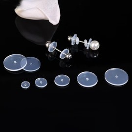 50Pcs Silicone Earring Backs Stopper for Piercings, Clear Discs Stabilizer Pads for Healing Non Pull Piercing Discs, 5mm Earlobe Support Patches (5mm)