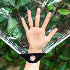 Clear Vinyl Tarp 6X8ft, Clear Tarps Heavy Duty Waterproof Tarp Cover with Grommets and Reinforced Edge, 14Mil Transparent Tarpaulin for Patio Enclosure, Outdoor Rainproof Canopy, Chicken Coops Cover