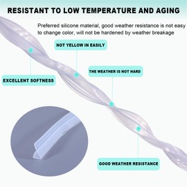 Shower Door Seal, 120 Inch Soft Frameless Glass Shower Door Side Seal to Prevent Shower Water Leakage for 10mm (3/8") Glass Door