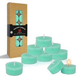 Mint Scented Tealight Candles, Blue Scent Tea Lights Clear Cup, 24 Pack Colored Tealights Candle, 6 Hour Burn Time Tea Candles for Party, Decor, Spa, Shabbat