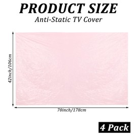 Sibosen 4 Pack Anti-Static TV Cover Fits Up to 70" x 42" Flat Screen TV Protector for Moving Flat Screen TV Protection During House Moving,Home Renovation, or Storing (Pink)
