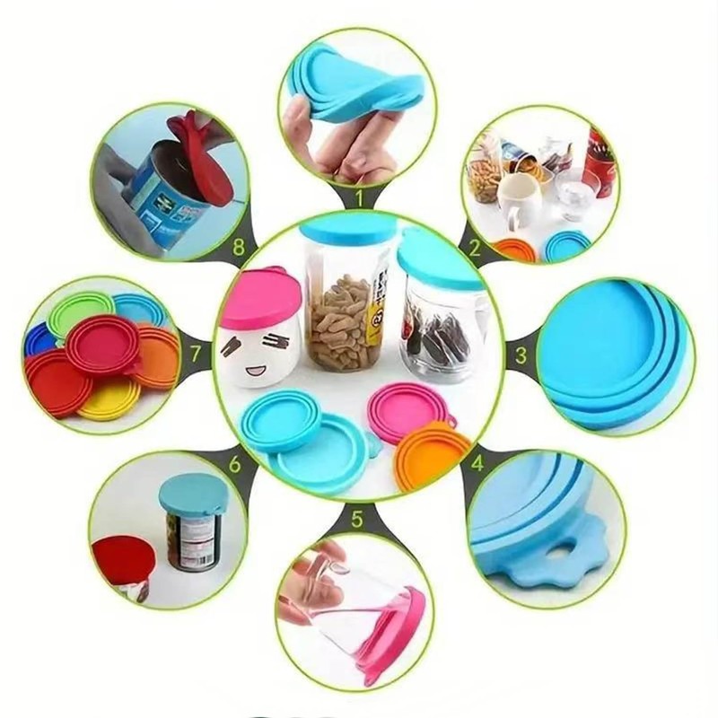 Novique 5 Pack Pet Covers/Dog Cat Lids/Universal BPA Free/Silicone Pet