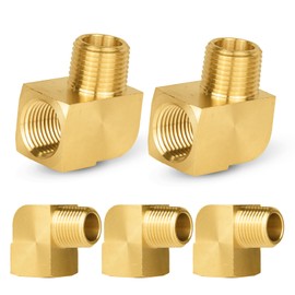 5-PCs HeSun 90-Degree Barstock Street Elbow, 1/2" NPT Male x 1/2" NPT Female Brass Pipe Fitting