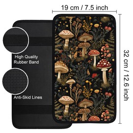 Hobbspring 1pc Center Console Armrest Cover Pad 12.6x7.5 inch Mushroom Neoprene Car Armrest Cushion Waterproof Armrests Seat Box Cover Protector for Universal Cars Vehicles SUVs