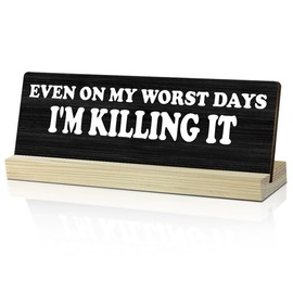 Funny Office Coworker Gift Funny Office Sign - I'm Killing It, Home Table Decor for Colleague Manager Friend Desk Accessories for Home Office Coffee Bar Wood Plaque Decor Sign for Women Men-36