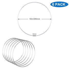 Worown 6pcs 25cm Floral Wreath Hoops, Silver Metal Rings for Making Wedding Wreath Decor and Wall Hanging Craft