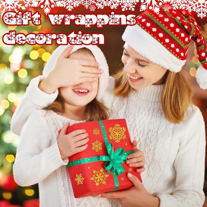 Pack of 9 Christmas Window Stickers (Gold Snowflake)