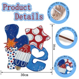 4th of July Decorations Door Wreath for Front Door Hanging Sign-Independence Day Patriotic Wreath Door Welcome Sign Decor - Hanging Ornaments for Indoor Outdoor