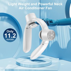 LAIQULY Portable Neck fan,Hands Free Wearable Neck Fan,2023 Lightweight Neck Air Conditioner fan,4000 mAh Battery Operated Neck Cooling Fan,3+1 Speed Adjustable for Travel Camping Working-White