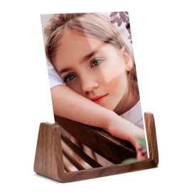 Komimaci 5x7 picture frames, Solid Rustic Wooden Photo Frames with Walnut Wood Base and High Definition Acrylic Glass Covers - for Tabletop or Desktop Display (5x7 inch, Vertical)