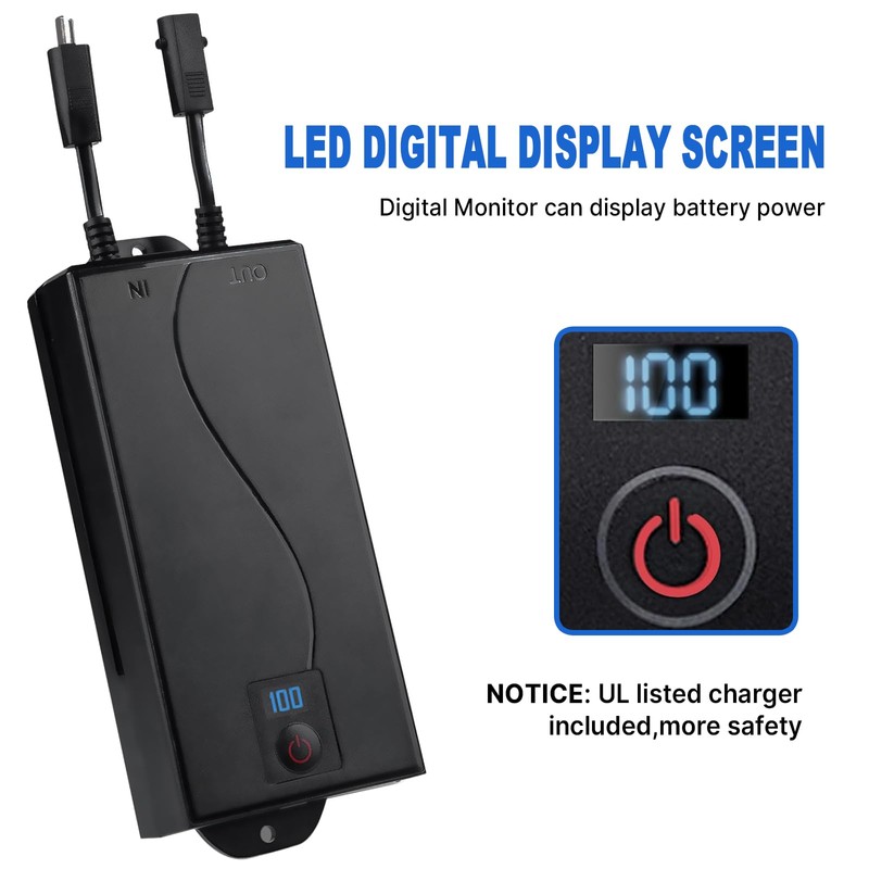 PinPure 2500mAh Recliner Battery Pack, Universal 2-Pin Power Supply with