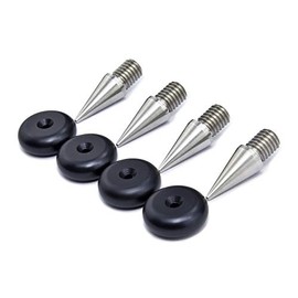 Precisiongeek Speaker Spikes and Pads, M8 Stainless Steel Spikes, Aluminium Pads, Black Round Shape, Set of 4