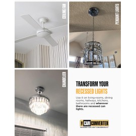 The Can Converter R56 Recessed Can Light Conversion Kit w/ 7"¾ Beveled Ceiling Medallion - Home Improvement for 5" & 6" Cans, Ceiling Fan & Light Fixture Converter Kit, UL Certified, Polished Chrome