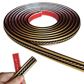 Peel and Stick Molding Trim Self Adhesive Flexible Wall Trim Crown Molding 3D Strip for Tile Wood Wall Panels Picture Mirror Frame Border Edge Corner Ceiling Wallpaper Decor (Black Gold, 120 inches)