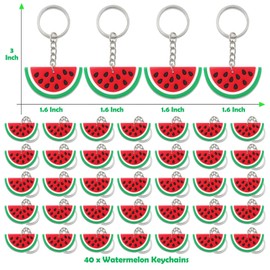 CiciBear 40 Pack Watermelon Keychains Party Decoration for Guests, Summer Watermelon Themed Party, Baby Shower, School Party, Kids Birthday, Green, Small
