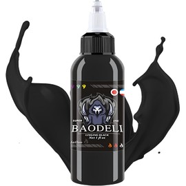 BAODELI 1 Bottle Black Tattoo Ink Set for Human Skin, Vegan Friendly - Professional Quality Ink for Body Arts (2oz)