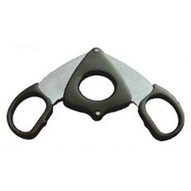 Credo Stainless Steel Double Blade XL Ring Gauge Cigar Cutter Scissor (Black)