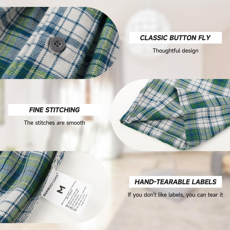 BAMBOO COOL Mens Shorts Pj Pyjamas Bottoms for men with