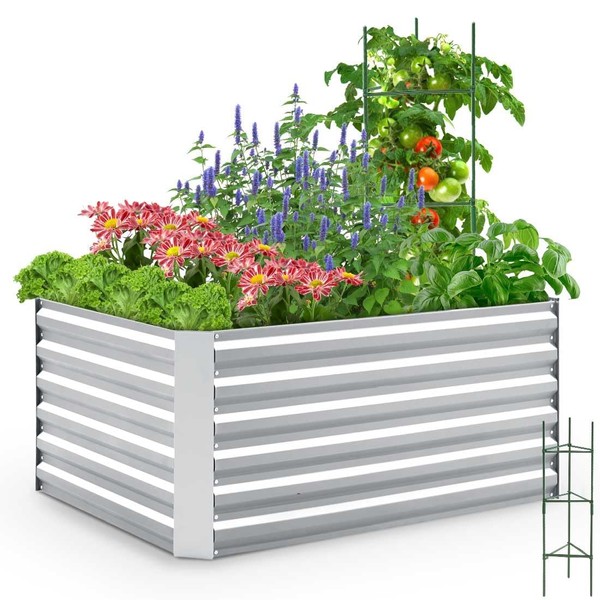 Quictent Galvanized Raised Garden Bed 4x3x2ft Tall Garden Bed Extra