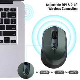 Wireless Mouse, 2.4G Silent Cordless Mouse for Laptop, Mouse with 6 Buttons and 3 Adjustable DPI for Computer, Deskbtop, MacBook, PC